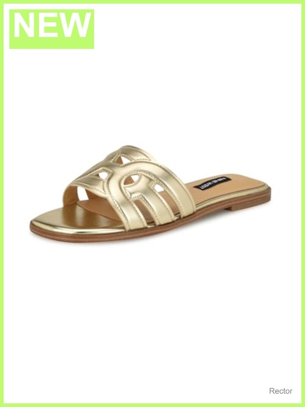 Women's Flat Sandal Faux Leather Slip-On Comfort Square Toe